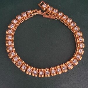 Vintage Avon Gold Tone And Clear Rhinestone Tennis Bracelet Blingy Dressy Casual